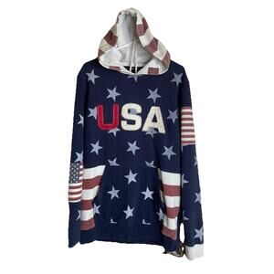 California Citywear Hoodie Mens XL America USA Red White Blue Stars Stripes